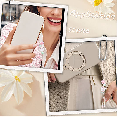 1Pc Flower Ceramics Phone Hand Strap Chains HJEW-BM0001-50-1