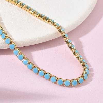 Synthetic Turquoise Tennis Bracelets KK-CBA964F-01G-04-1