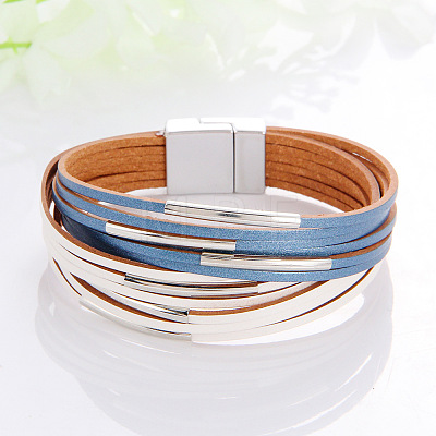 Two Tone Imitation Leather Multi-strand Bracelets for Women WGE2A7B-07-1