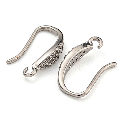 Brass Micro Pave Clear Cubic Zirconia Earring Hooks KK-R149-21P-1