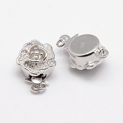 Anti-Tarnish Rhodium Plated 925 Sterling Silver Box Clasps STER-A030-64-1