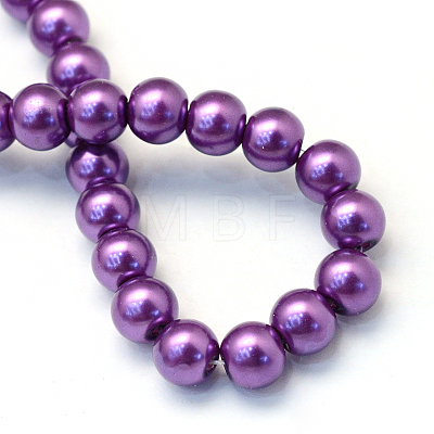 Baking Painted Pearlized Glass Pearl Round Bead Strands X-HY-Q330-8mm-37-1
