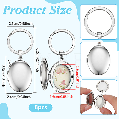 Stainless Steel Photo Locket Keychains KEYC-WH0056-007P-1