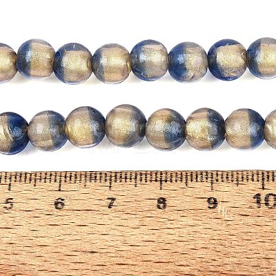 Handmade Lampwork with Gold Powder Beads Strands LAMP-N037-06A-01-1
