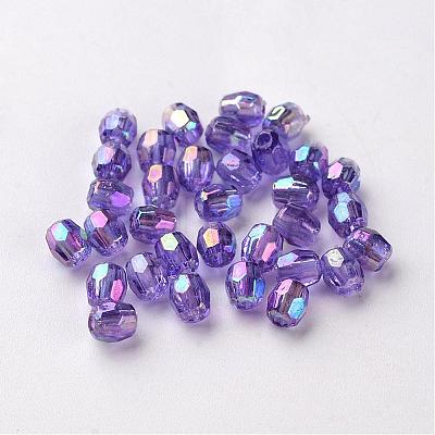 AB Color Plated Eco-Friendly Transparent Acrylic Barrel Beads TACR-L002-4mm-M-1