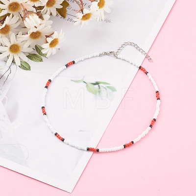 Round Opaque Colours Glass Seed Beaded Necklaces NJEW-JN03363-03-1