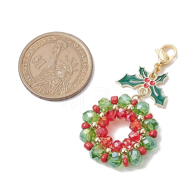 Christmas Wreath Glass Pendant Decorations HJEW-TA00264-1