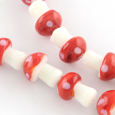 Mushroom Handmade Lampwork Beads Strands LS-LAMP-R116-13-1