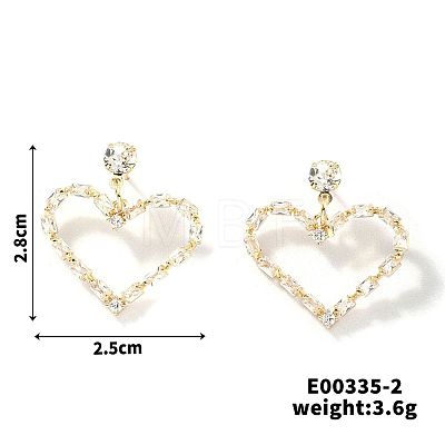 Elegant Copper Heart-shaped Zircon Stud Earrings NG8185-2-1