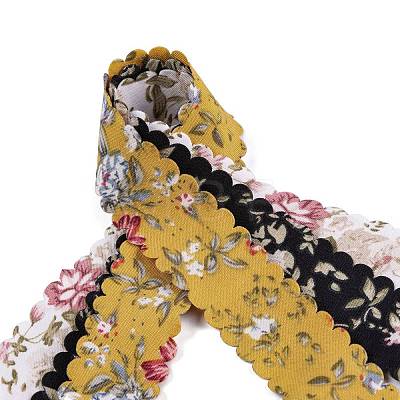 6 Yards 3 Colors Polyester Flower Printed Ribbon OCOR-A008-03A-1