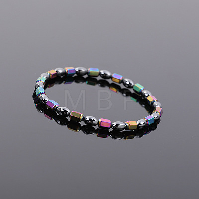 Synthetic Non-magnetic Hematite Oval Hexagonal Column Beaded Stretch Anklets FS-WG276A6-01-1
