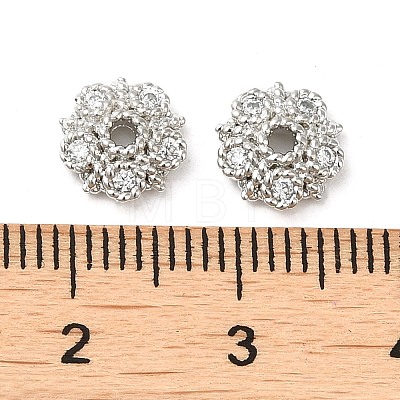 Brass Cubic Zirconia Bead Cap KK-K349-01P-1