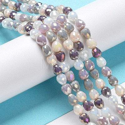 Electroplated Glass Beads Strands GLAA-B013-01-1