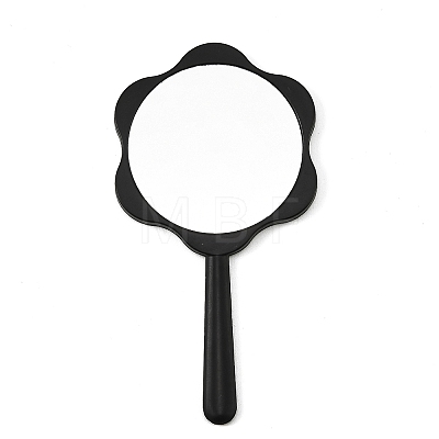 Plastic Flower-Edged Handheld Mirror AJEW-C049-01-1