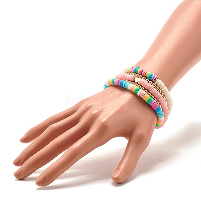 Handmade Polymer Clay Heishi Beads Stretch Kids Bracelets Set BJEW-JB07429-02-1