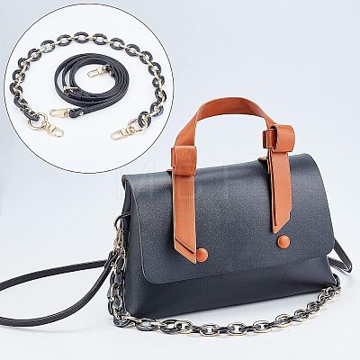   2Pcs 2 Style Adjustable Leather & Acrylic Cable Chain Bag Handles FIND-PH0005-19-1