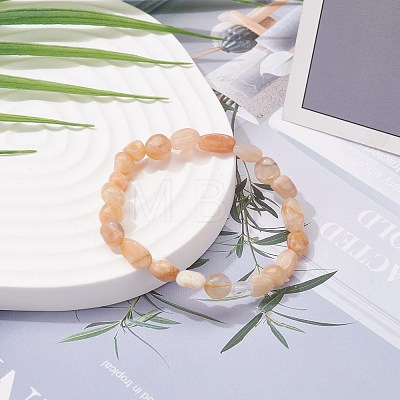 Natural Sunstone Beads Stretch Bracelet for Kids BJEW-JB07031-09-1