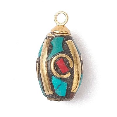 Synthetic Coral and Turquoise Pendants PALLOY-JF05134-1