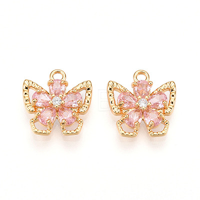 Brass Micro Pave Cubic Zirconia Charms KK-N262-111C-G-1