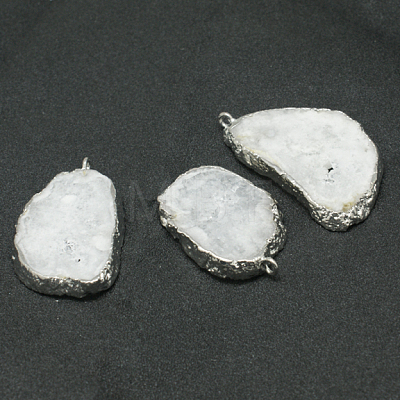 Natural Geode Agate Druzy Slice Pendants G-L461-04C-1