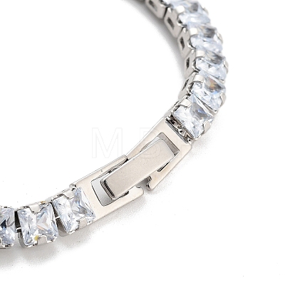 Brass Pave Clear Cubic Zirconia Square Link Bracelets BJEW-B094-09P-1