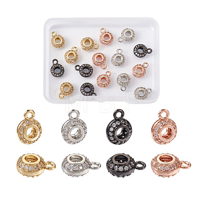 Yilisi 16Pcs 4 Colors Brass Micro Pave Clear Cubic Zirconia Charms FIND-YS0001-03-1