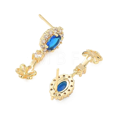 Brass Pave Cubic Zirconia Stud Earring Findings KK-C172-07G-1