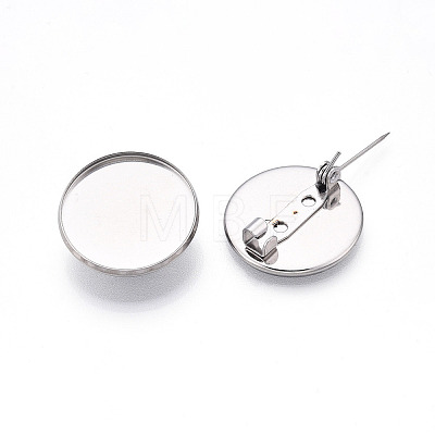 304 Stainless Steel Brooch Cabochon Settings STAS-E547-08E-P-1