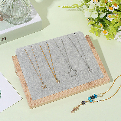 Wooden Slant Back Necklace Organizer Jewelry Display Stands AJEW-WH20033-046D-1