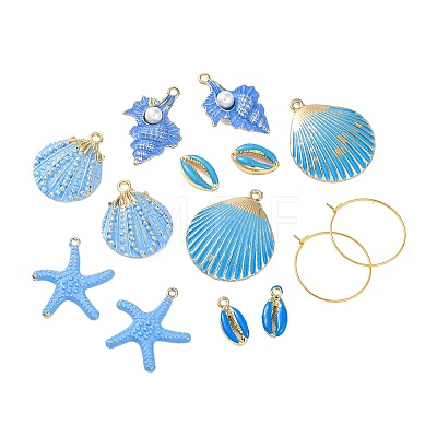 DIY Alloy Shell Starfish Shape Hoop Earring Making Kits DIY-XCP0003-31-1