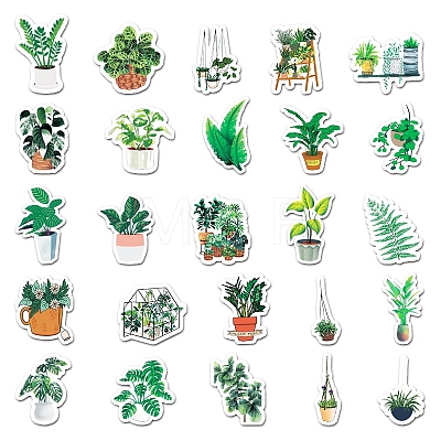 50Pcs 50 Styles Plant Theme Waterproof PVC Plastic Stickers STIC-PW0001-375-1