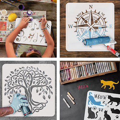 PET Hollow Out Drawing Painting Stencils DIY-WH0391-0771-1