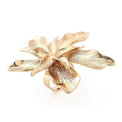 Flower Alloy Adjustable Rings for Women RJEW-B108-01KCG-1