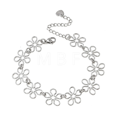 Hollow Hammered 304 Stainless Steel Link Chain Bracelets for Women BJEW-F539-01A-P-1