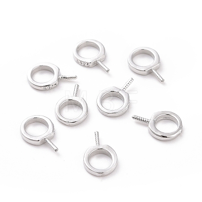 Anti-Tarnish Rhodium Plated 925 Sterling Silver Screw Eye Peg Bails STER-D035-42P-1