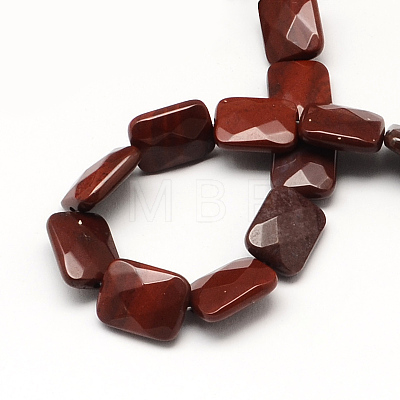 Faceted Rectangle Red Jasper Beads Strands G-R304-11-1