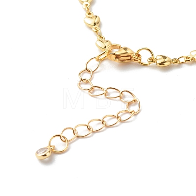 Brass Heart Link Chains Bracelets BJEW-JB06544-1