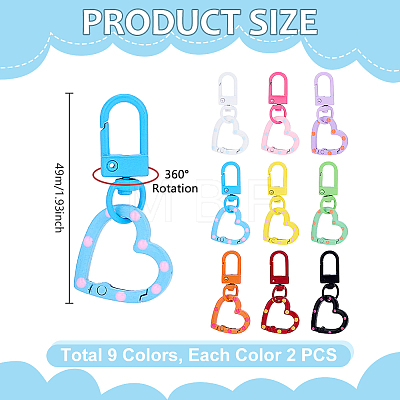18Pcs 9 Style Alloy Spring Gate Rings & Alloy Swivel Clasps HJEW-PH02501-1