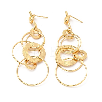 Brass Interlocking Rings Dangle Stud Earrings for Women EJEW-F281-09G-1