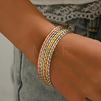 Circle Textured Stacking Brass Bracelet Set for Women SD4492-1