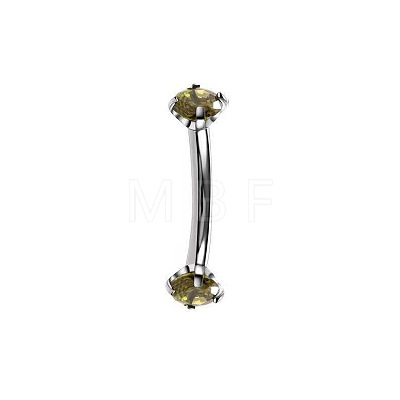 304 Stainless Steel Flat Round Cubic Zirconia Eyebrow Curved Barbell Rings WG8201B-06-1