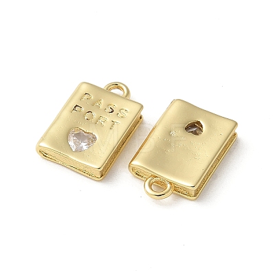 Rack Plating Brass Micro Pave Cubic Zirconia Pendants KK-P290-55G-1