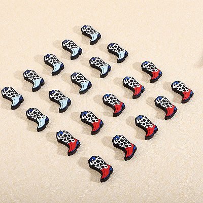 CHGCRAFT 20Pcs 2 Colors Cowboy Boot Silicone Focal Beads SIL-CA0003-19-1