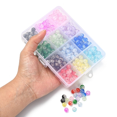 360Pcs 12 Colors Transparent Crackle Acrylic Beads CACR-YW0001-02-1