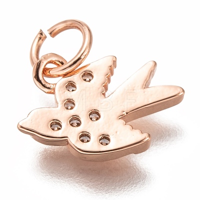 Brass Micro Pave Clear Cubic Zirconia Charms ZIRC-C020-48RG-1