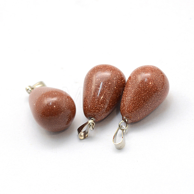 Teardrop Synthetic Goldstone Pendants G-Q435-14-1