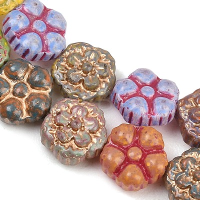 Painted Glass Beads Strands GLAA-F133-07H-1