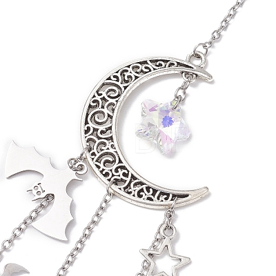 Hollow Moon Alloy Hanging Ornaments HJEW-TA00200-1