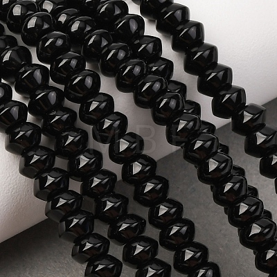 Natural Black Onyx Beads Strands G-P161-20-6x4mm-1