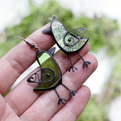Bird Alloy Resin Dangle Earrings FS-WG8BC40-01-1